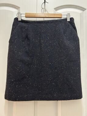 ModCloth Wool‑Blend Tweed Skirt – Size 4 – Black Speckled – Old Money Preppy